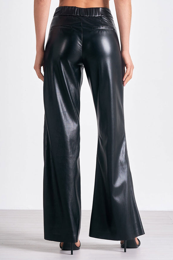 Elan Black Leather High Waisted Pants