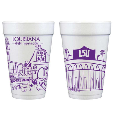 LSU Skyline Foam Cups