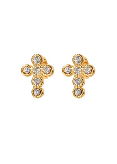 HJane Pave Cross Stud Earrings