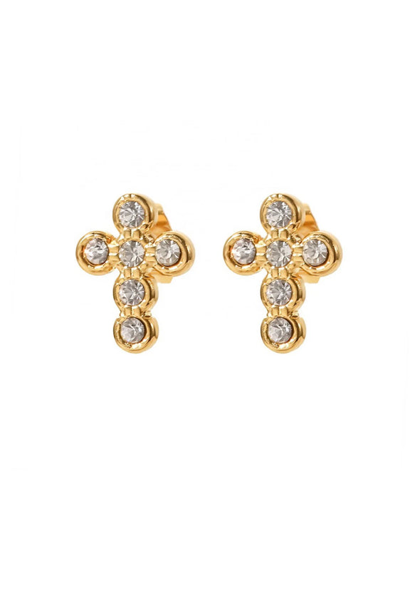 HJane Pave Cross Stud Earrings