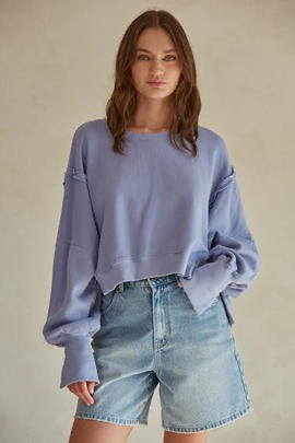 By Together Blue Lavender Oversized Sweatshirt