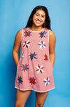 QOS Red & White Stripe Pinwheel Tie Dress