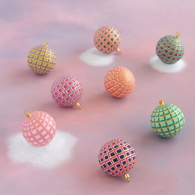 Glitterville Art Deco Plaid Ball Ornaments