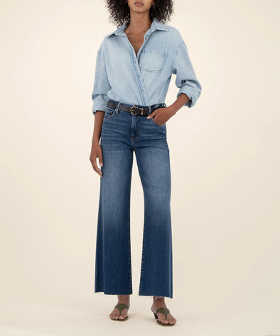 Kut Inexhaustible Meg High Rise Fab AF Wide Leg Raw Hem