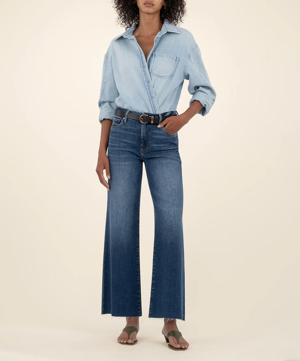 Kut Inexhaustible Meg High Rise Fab AF Wide Leg Raw Hem
