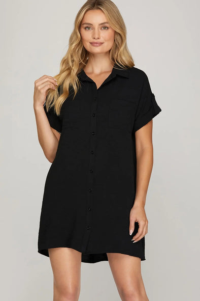 She+Sky Black Short Sleeve Mini Dress