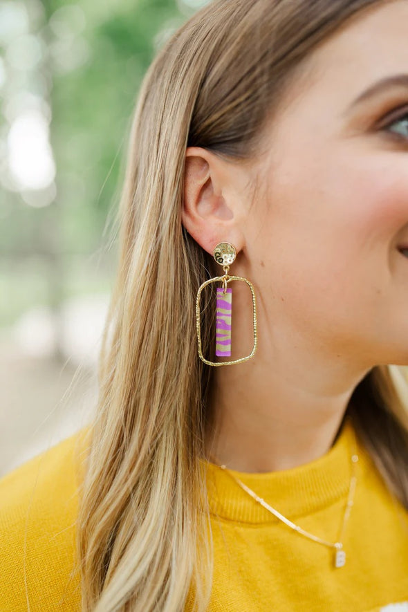 Taylor Shaye Tiger Stripe Stick Hoop Earrings