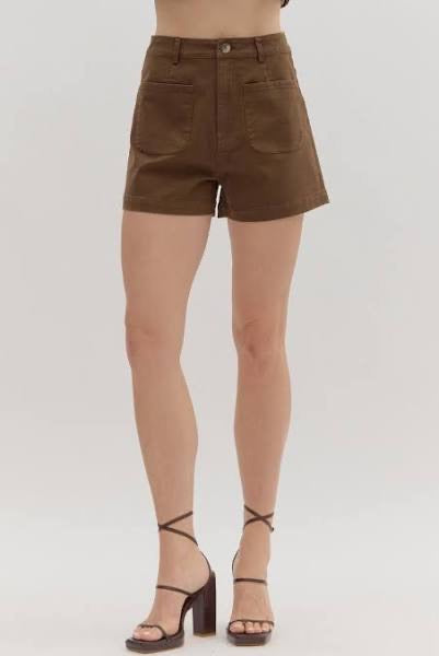 Entro Brown Front Pocket Shorts