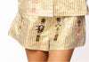 QOS Gold Metallic Stripe Cocktail Serving Nuctracker Button Up Top