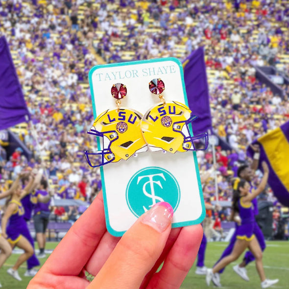 Taylor Shaye LSU Helment Drop Earrings