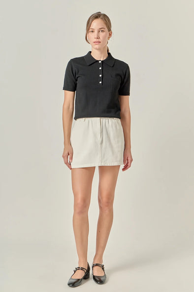 English Factory White Ruffle Denim Skort