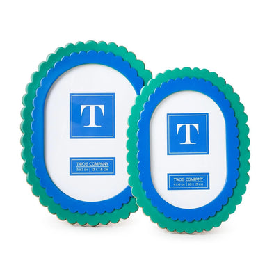 Two's Company Blue/Green Double Scallop Edge Frame