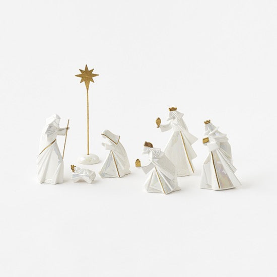 180 Degree Glazed Porcelain Nativity Set