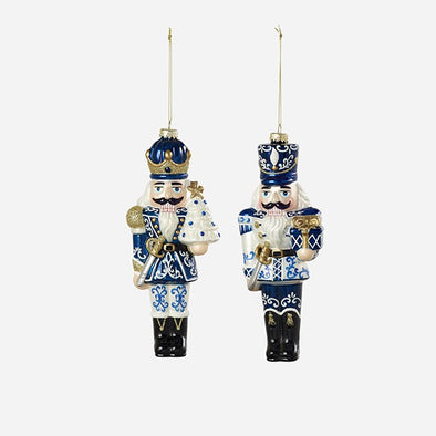 180 Degree Blue and White Nutcracker Ornament
