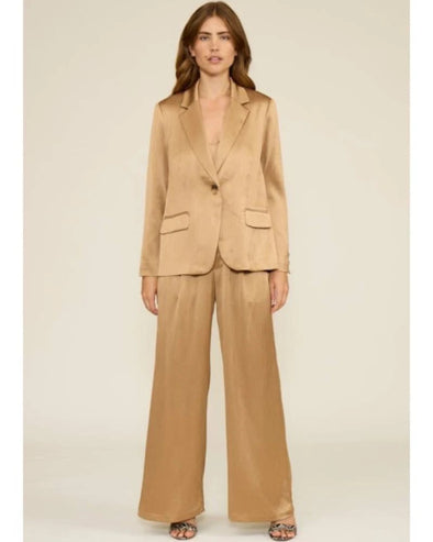 Lucy Paris Taupe Robbie Textured Satin Pants