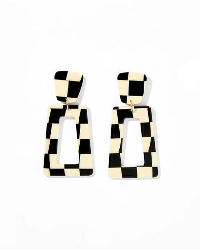 Linny Co Kennedy Black Checker Earring