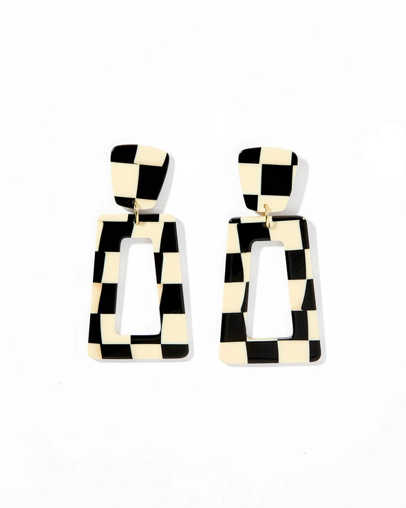 Linny Co Kennedy Black Checker Earring