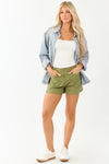 Entro Olive Green Front Pocket Shorts