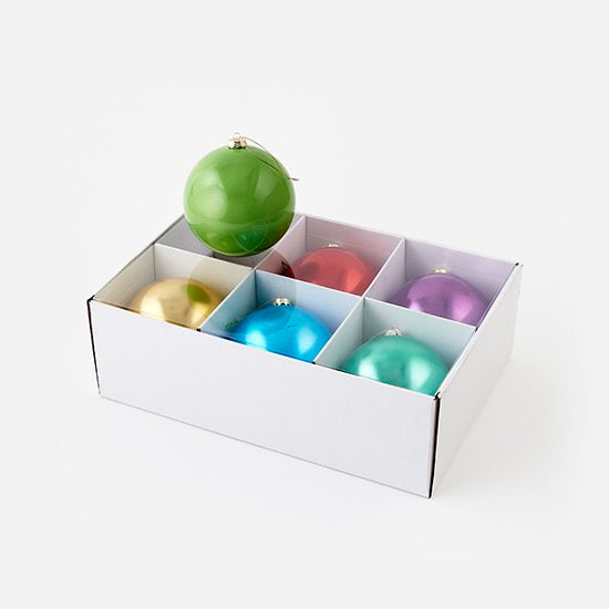 180 Degree Large Luminescent Ball Ornaments, Set of 6 Boxed