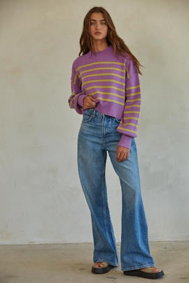 By Together Lavender Striped Sweater