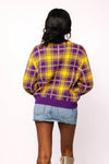 QOS Licensed LSU Plaid Mascot Sweater