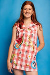 QOS Red Plaid Picnic Table Collar Tank Dress