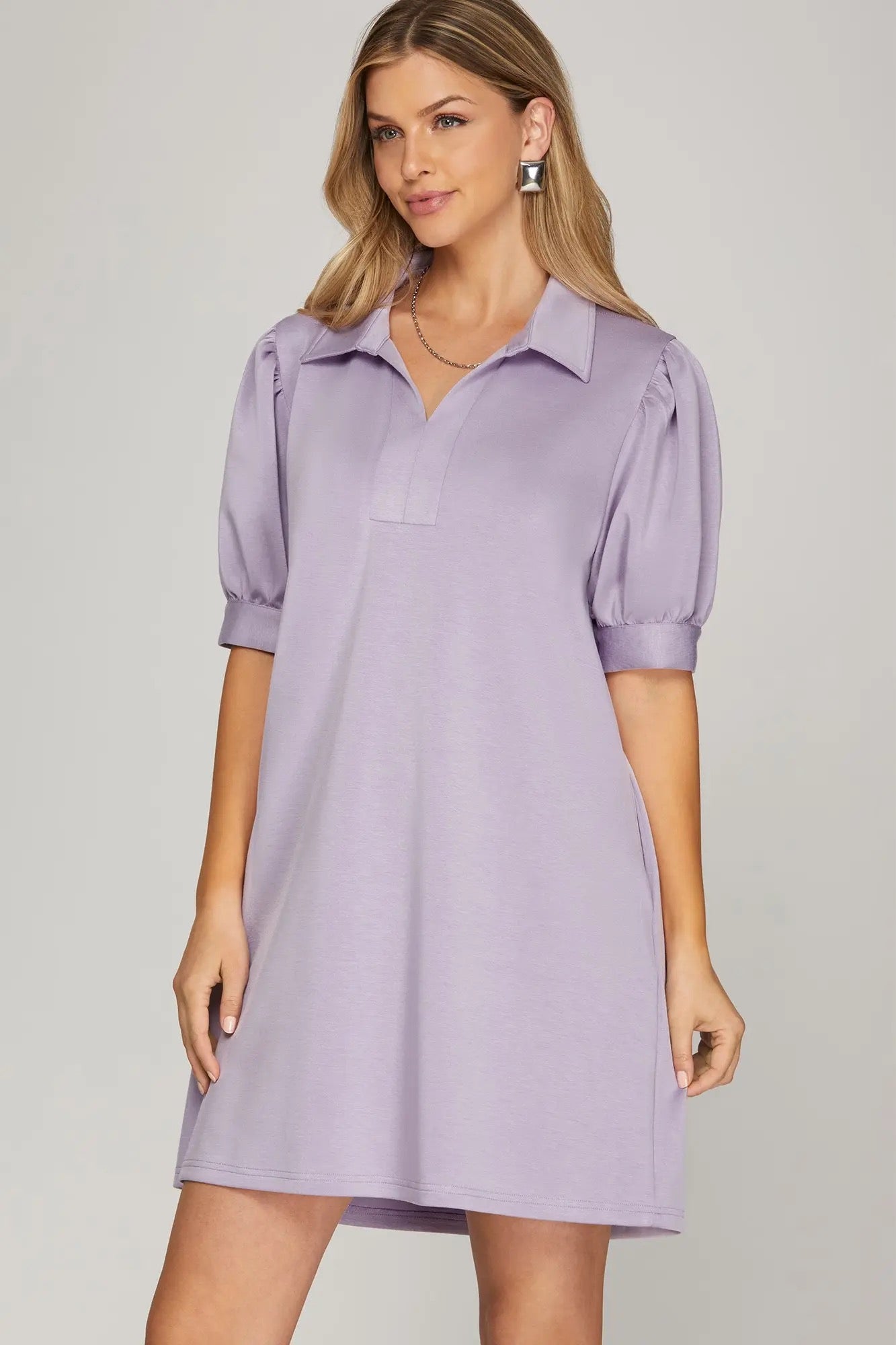 She+Sky Lilac Short Sleeve Mini Dress