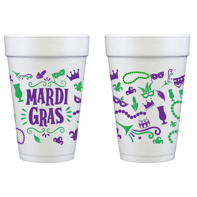 Two Funny Girl's Mardi Gras Parade Icon Foam Cups