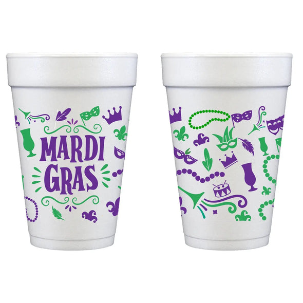 Two Funny Girl's Mardi Gras Parade Icon Foam Cups