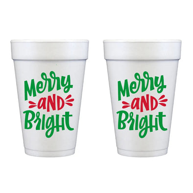 Two Funny Girl's Merry and Bright Christmas Foam Cup