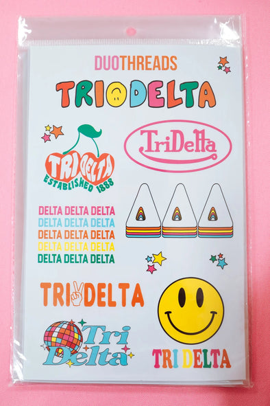 Duo Threads Rainbow Delta Delta Delta Sticker Sheet