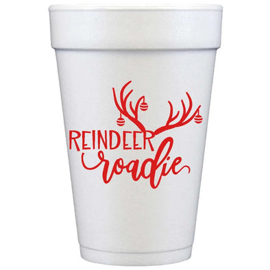 Two Funny Girl's Reindeer Roadie Foam Cups
