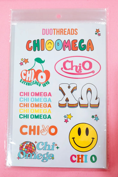 Duo Threads Rainbow Chi Omega Sticker Sheet