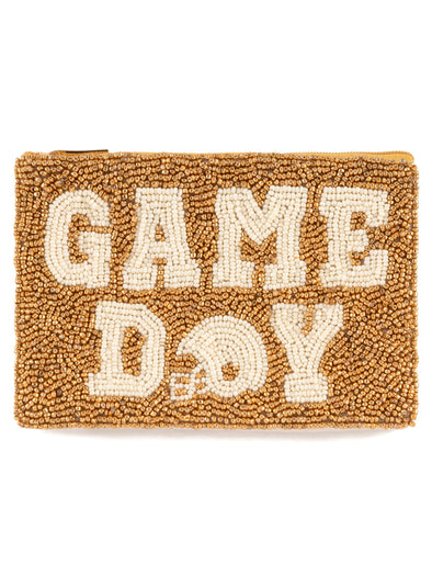 Shiraleah Gold Helmet Game Day Beaded Zip Pouch