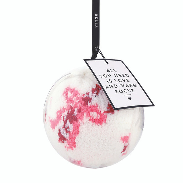Bella Sleep + Spa Cozy Sock Ornament - Candy Cane