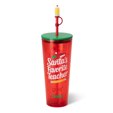 Swig Santa's Favorite Teacher Plastic 24oz Tumbler