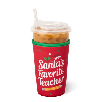 Swig Santa's Favorite Teacher Iced Cup Coolie (Medium)