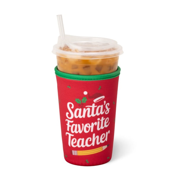 Swig Santa's Favorite Teacher Iced Cup Coolie (Medium)