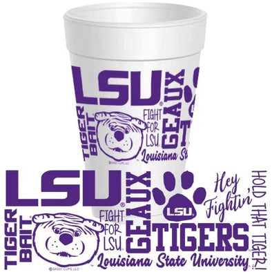 Sassy Cups LSU Traditional Wrap Styrofoam Cups - 10pack