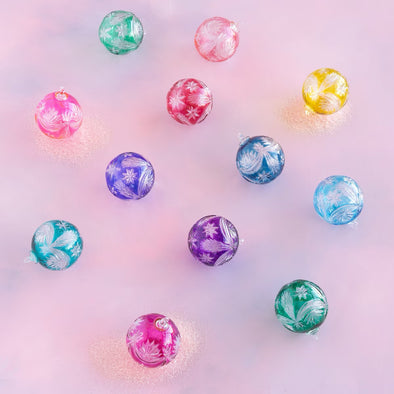 Glitterville Fetched Etched Ball Ornaments