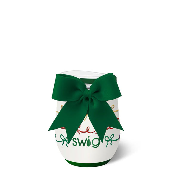 Swig Christmas Bows 12 oz Stemless Wine Cup