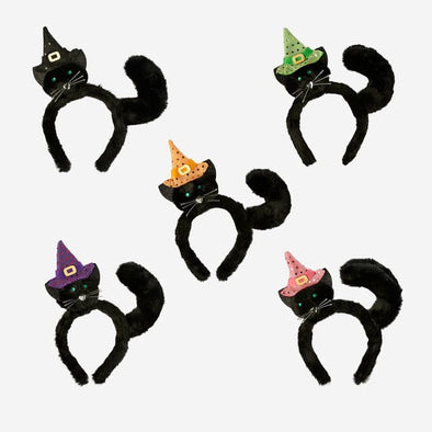 180 Degree Cat with Witch Headband