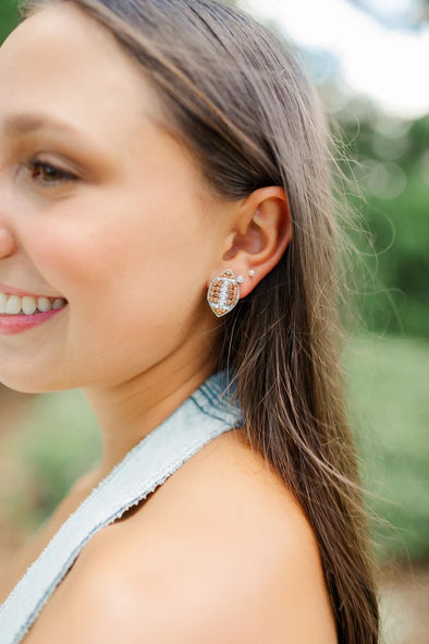 Taylor Shaye Brown Beaded Football Studs