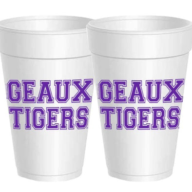 Sassy Cups LSU Geaux Tigers Styrofoam Cups - 10pack
