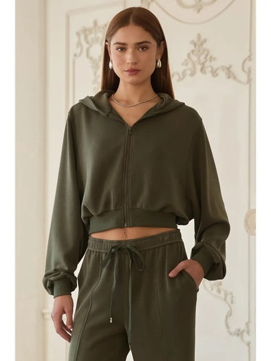 Skies are Blue Dark Olive Brushed Modal Jacket