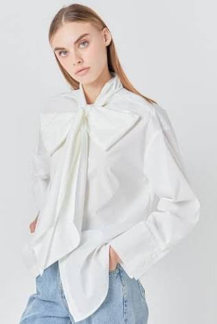 English Factory White Bow Detail Top