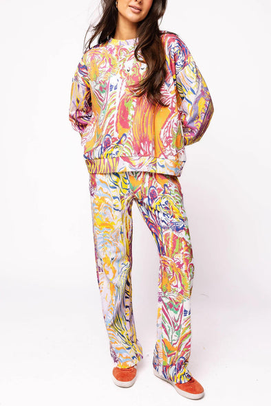QOS Rainbow Multi Abstract Tiger Pants