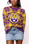 QOS Licensed LSU Plaid Mascot Sweater