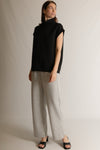 P. Cill Heather Grey Butter Modal Wide Leg Pants with Bottom Slits