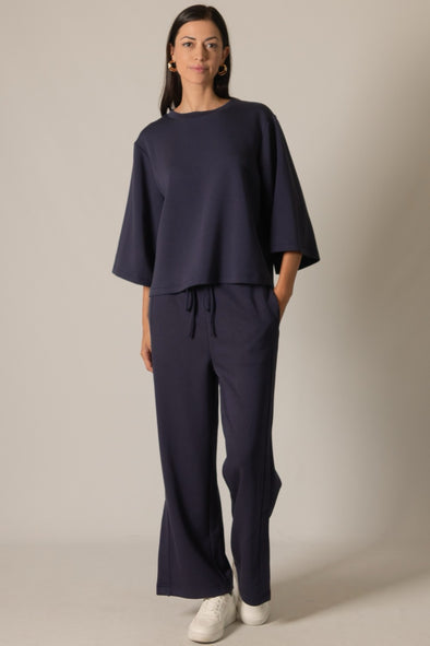 P. Cill Navy Side Binding Wide Leg Pants